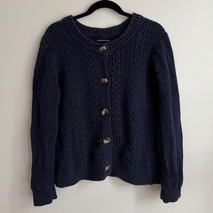 Navy Cable Knit Sweater/Cardigan